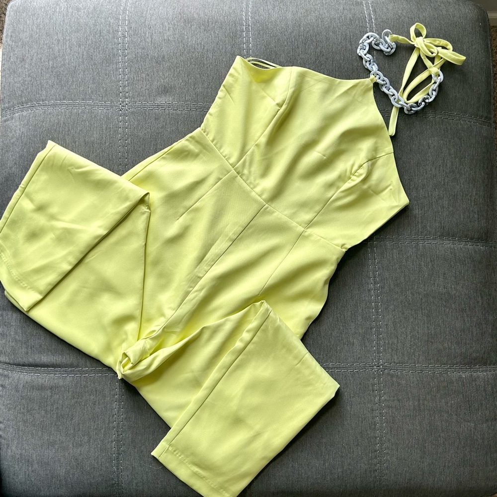 NWT DO+BE LIME HALTER JUMPSUIT S